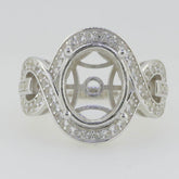 Sterling Silver Semi Mount Ring Setting Oval OV 12X10mm White Topaz PJC20247 - Syzjewelry